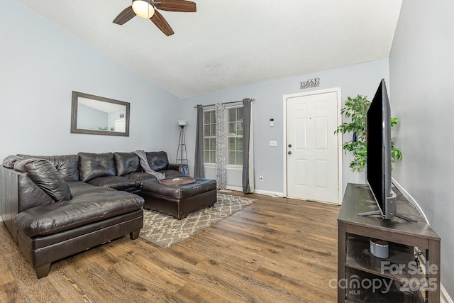 704 Willow Rd, Salisbury, NC 28147 - living area featuring wood finished floors, lofted ceiling, and ceiling fan