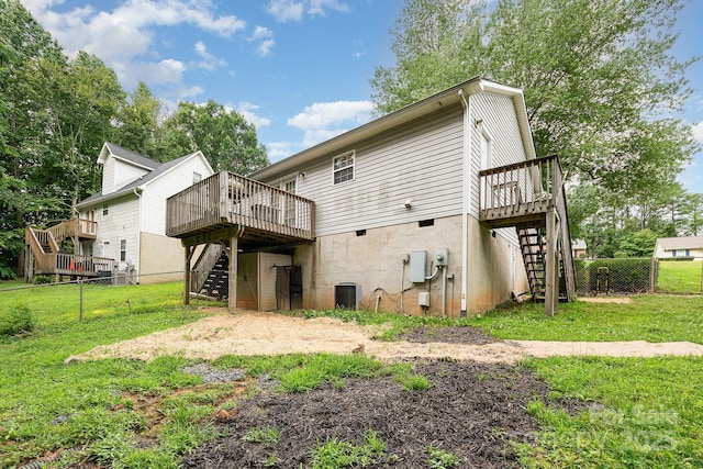704 Willow Rd, Salisbury, NC 28147 - rear view of house with stairs and a deck