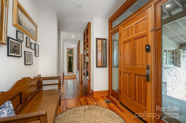 177 Yadkin Falls Rd, New London, NC 28127 - entryway with light wood-type flooring and recessed lighting