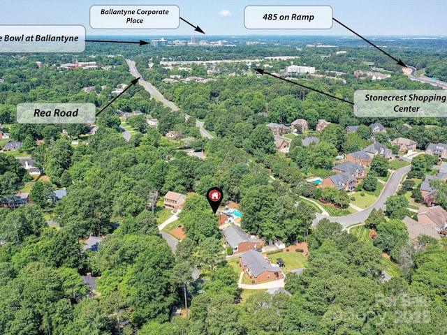 7139 Powder Mill Pl, Charlotte, NC 28277 - bird's eye view of a heavily wooded area