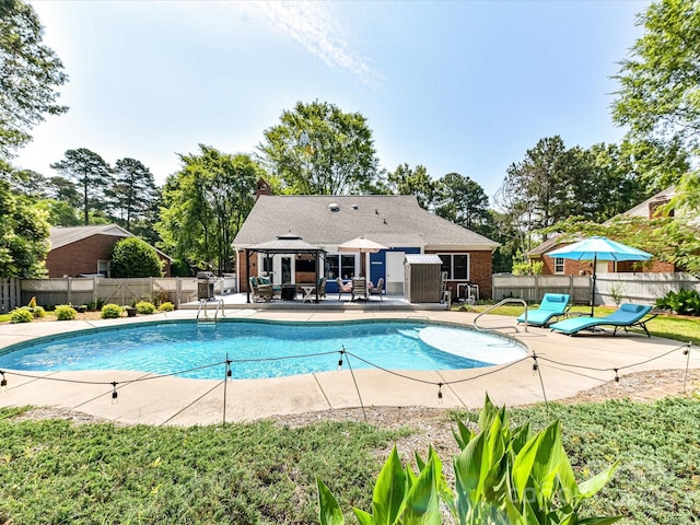 7139 Powder Mill Pl, Charlotte, NC 28277 - view of swimming pool with a fenced backyard, a patio, and a gazebo