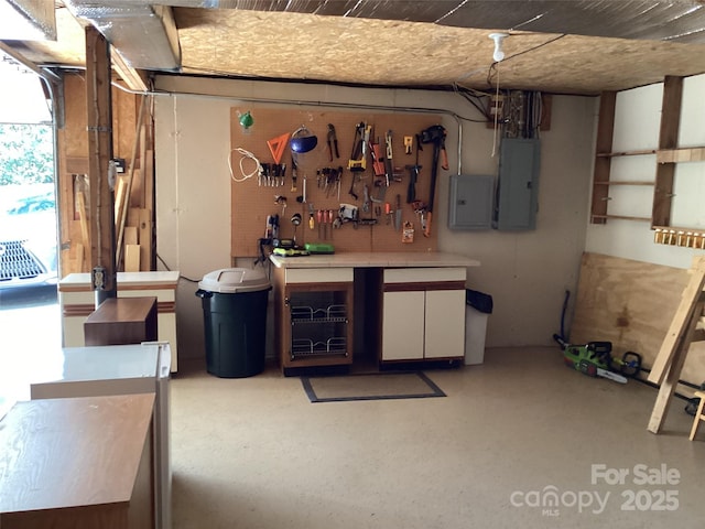 31 Rhododendron Rd, Black Mountain, NC 28711 - basement with a workshop area and electric panel