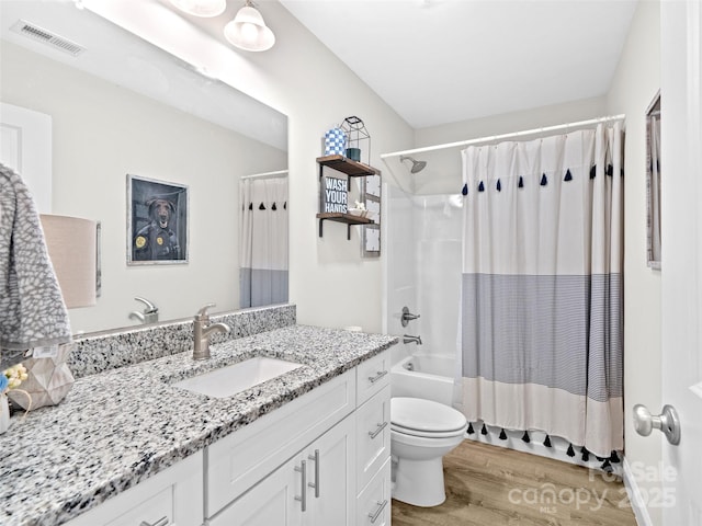 21 Brown Trout Trl, Candler, NC 28715 - bathroom featuring wood finished floors, vanity, and shower / bath combination with curtain