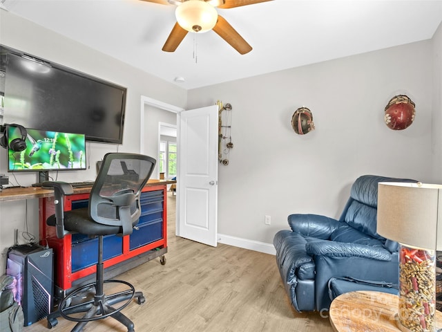 21 Brown Trout Trl, Candler, NC 28715 - home office featuring ceiling fan and wood finished floors
