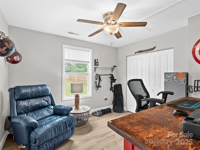 21 Brown Trout Trl, Candler, NC 28715 - office featuring attic access, ceiling fan, and light wood-type flooring