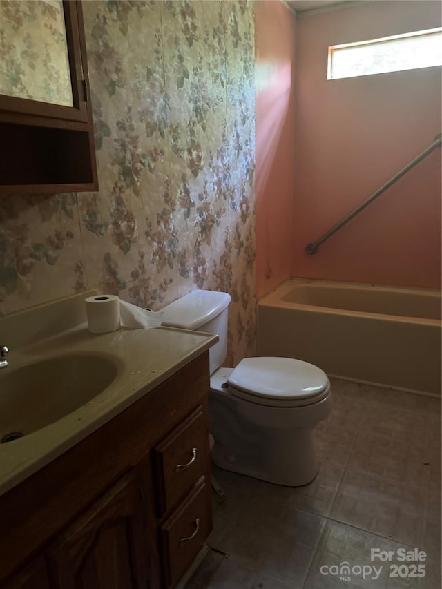 107 Round Pond Rd, Rutherfordton, NC 28139 - bathroom featuring vanity, wallpapered walls, and shower / bathtub combination