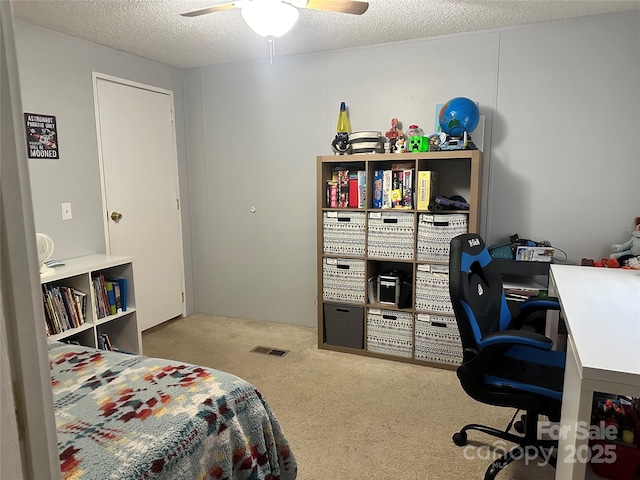 117 Haystack Ln, Olin, NC 28660 - bedroom with carpet floors, an office area, and a textured ceiling