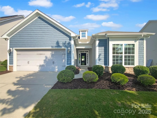 13419 Morgan Lee Ave, Charlotte, NC 28213 - view of front facade featuring an attached garage, concrete driveway, and stone siding