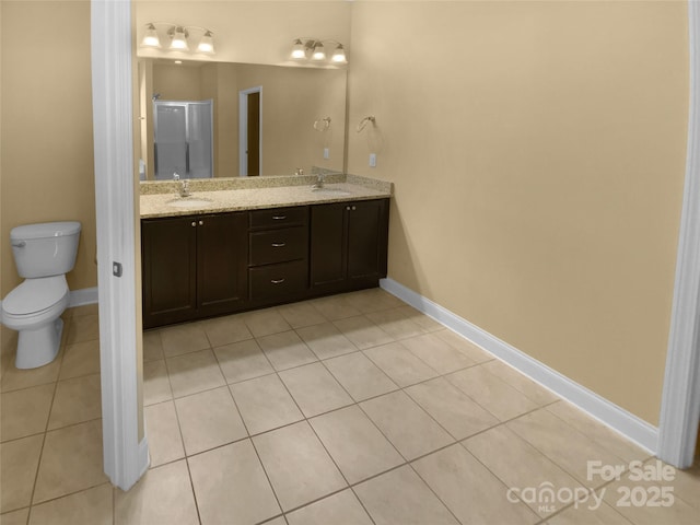 13419 Morgan Lee Ave, Charlotte, NC 28213 - bathroom with tile patterned flooring, double vanity, and a stall shower