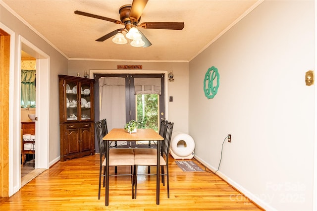 47 Campground Rd, Asheville, NC 28805 - dining space featuring light wood-style floors, ceiling fan, and ornamental molding