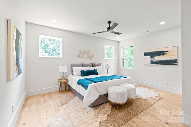 2733 Cowles Rd, Charlotte, NC 28208 - bedroom featuring wood finished floors, recessed lighting, and ceiling fan