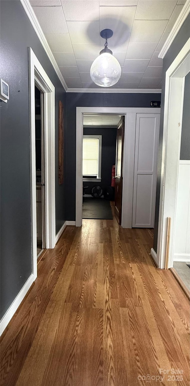 1314 Hathcock Ave, Albemarle, NC 28001 - hallway with ornamental molding and wood finished floors
