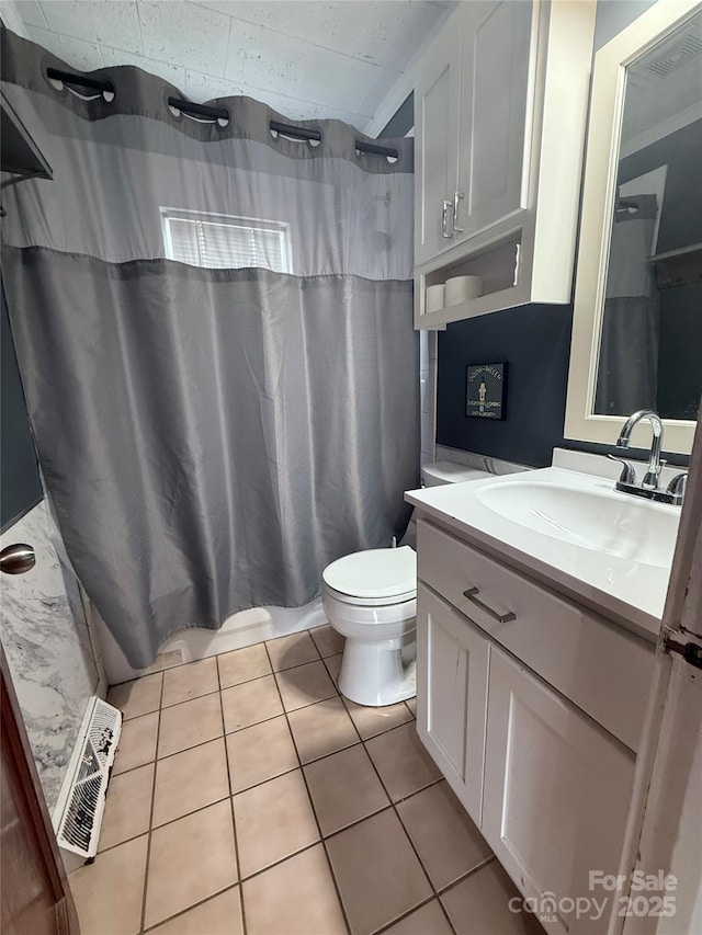 1314 Hathcock Ave, Albemarle, NC 28001 - bathroom featuring vanity, tile patterned floors, and a shower with shower curtain