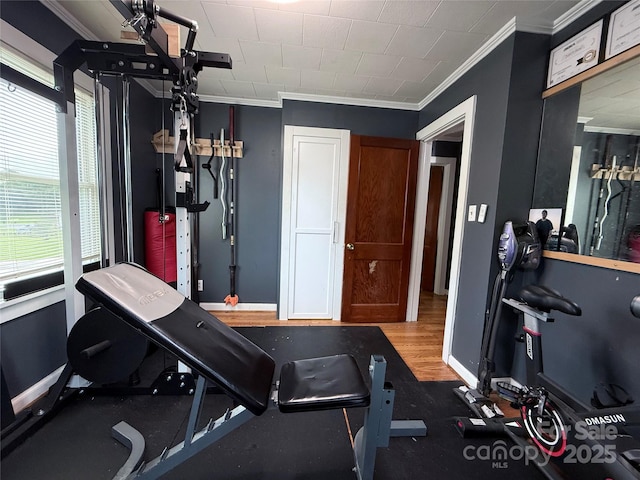 1314 Hathcock Ave, Albemarle, NC 28001 - exercise area with crown molding and wood finished floors