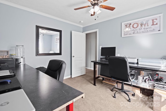 32 Bishop Ln, Flat Rock, NC 28731 - office featuring ceiling fan, carpet floors, and ornamental molding