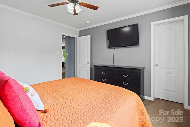 32 Bishop Ln, Flat Rock, NC 28731 - bedroom with carpet flooring, crown molding, and ceiling fan