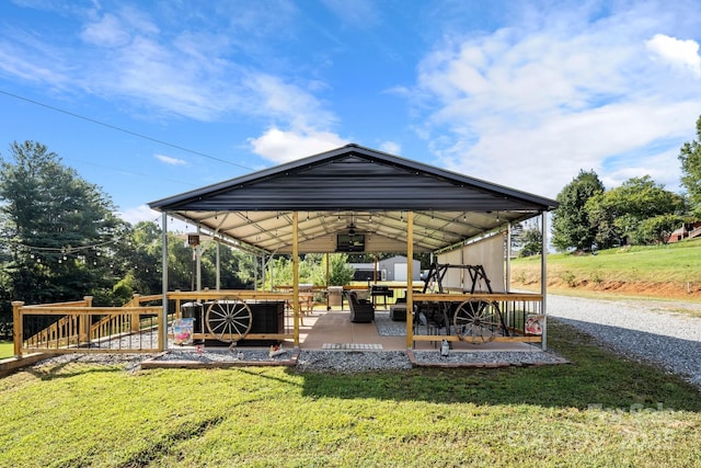 32 Bishop Ln, Flat Rock, NC 28731 - view of patio / terrace with ceiling fan, a gazebo, and an outdoor living space