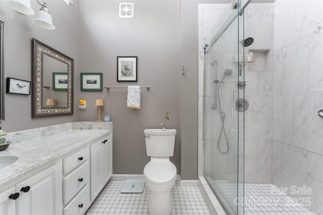 330 Stonehollow Rd, Fletcher, NC 28732 - bathroom featuring vanity, a shower stall, and tile patterned floors