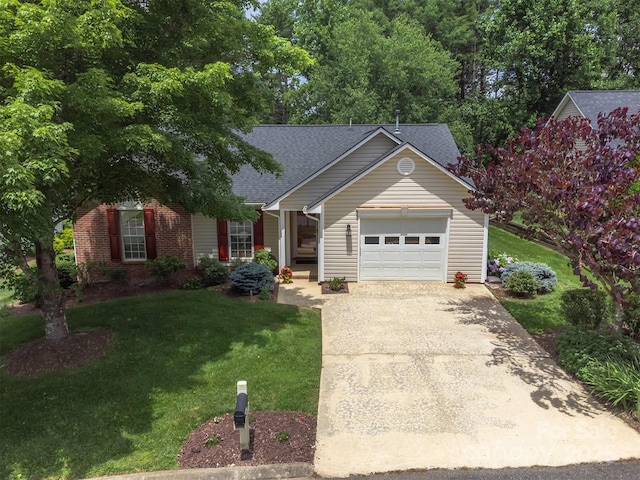 330 Stonehollow Rd, Fletcher, NC 28732 - view of front of property with an attached garage, driveway, a front lawn, and a shingled roof