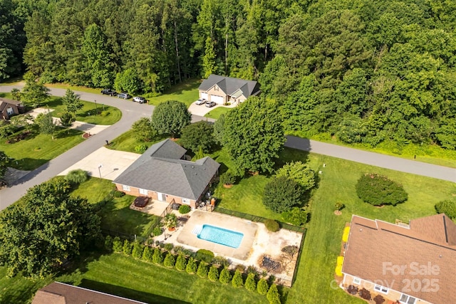 1958 Cameron Heights Cir, Denver, NC 28037 - drone / aerial view of a pool area and a forest