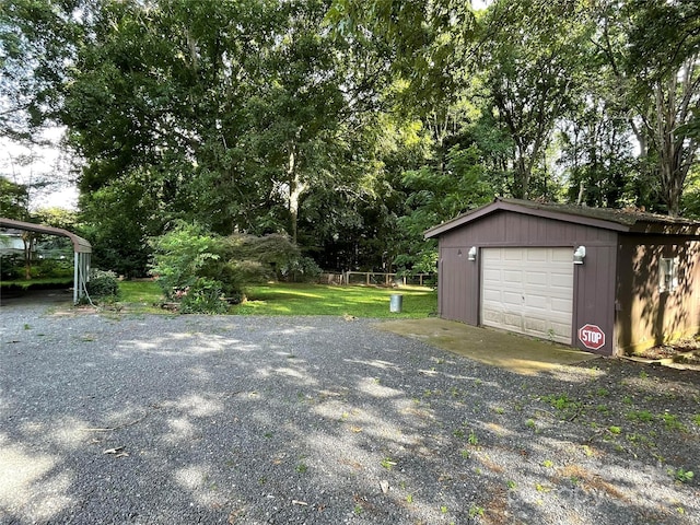 2411 Rebecca Ave, Charlotte, NC 28208 - view of yard featuring an outdoor structure and a garage