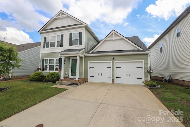 903 Von Buren Blvd, Rock Hill, SC 29730 - view of front facade featuring board and batten siding, an attached garage, a front yard, and driveway