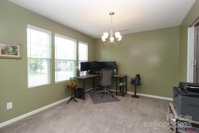 903 Von Buren Blvd, Rock Hill, SC 29730 - carpeted home office featuring a chandelier and baseboards