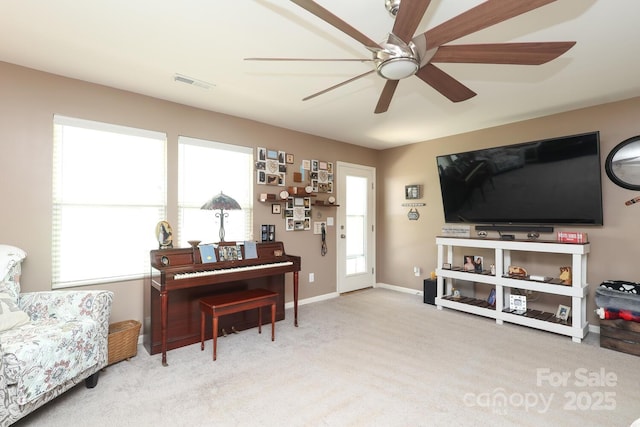 903 Von Buren Blvd, Rock Hill, SC 29730 - living area with a ceiling fan, healthy amount of natural light, and carpet flooring