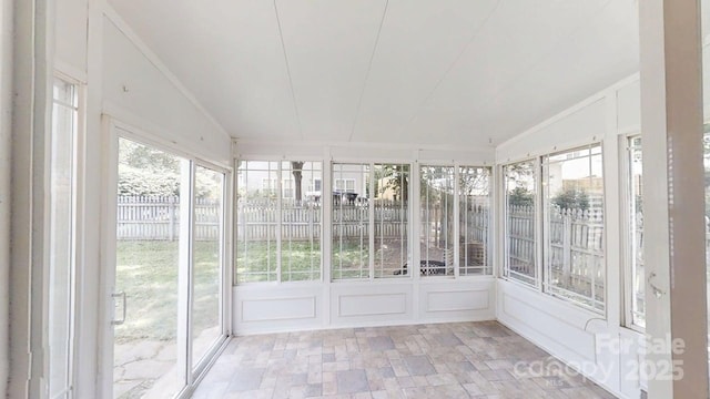 15280 Leslie Brook Rd, Huntersville, NC 28078 - unfurnished sunroom featuring vaulted ceiling