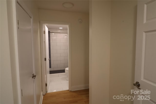 9 Oakland St, Weaverville, NC 28787 - hallway featuring light wood-type flooring and baseboards