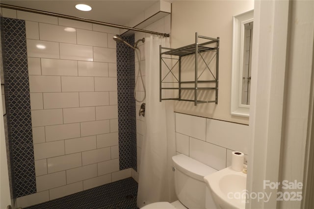 9 Oakland St, Weaverville, NC 28787 - bathroom with toilet and tiled shower