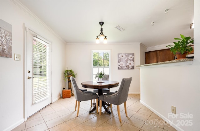 4068 Sherri Ln, Fort Mill, SC 29715 - dining area featuring crown molding and light tile patterned floors