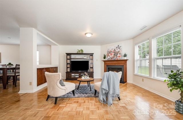 4068 Sherri Ln, Fort Mill, SC 29715 - living room with baseboards and a lit fireplace