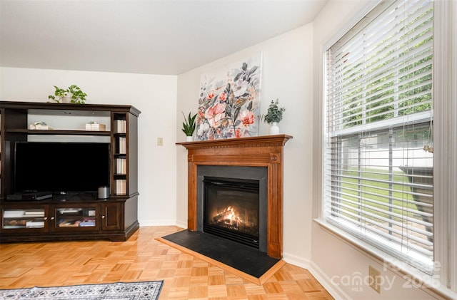 4068 Sherri Ln, Fort Mill, SC 29715 - living room with a fireplace with flush hearth and baseboards