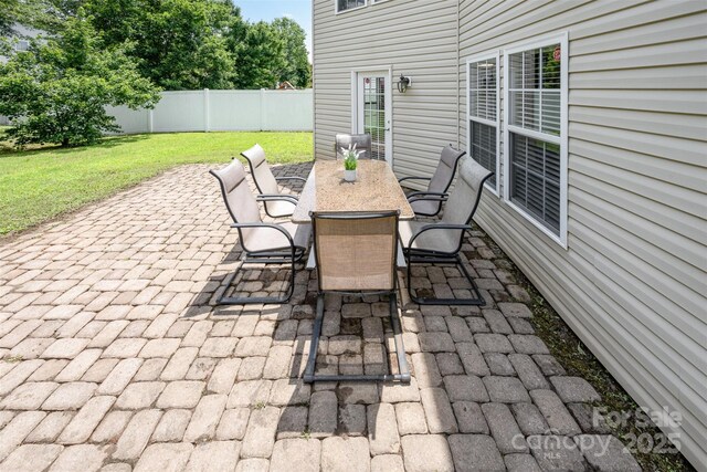4068 Sherri Ln, Fort Mill, SC 29715 - fenced backyard featuring a patio area and outdoor dining space