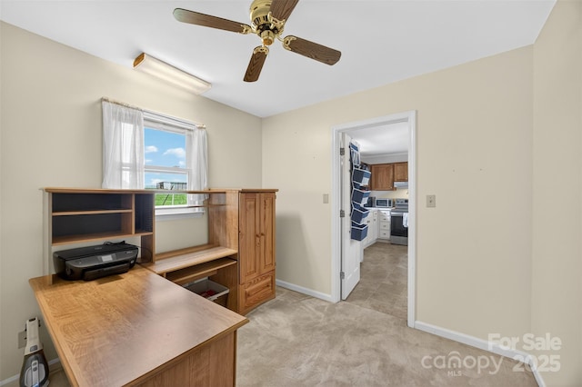 5445 Creekwood Dr, Salisbury, NC 28147 - office with ceiling fan and light carpet