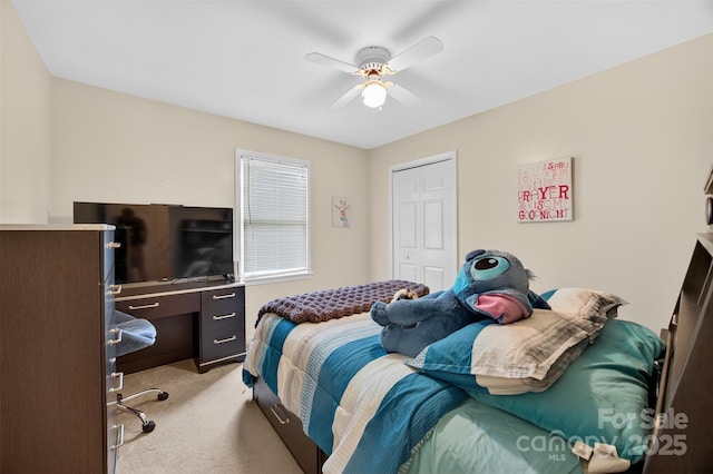 5445 Creekwood Dr, Salisbury, NC 28147 - bedroom featuring light carpet, a closet, a ceiling fan, and an office area