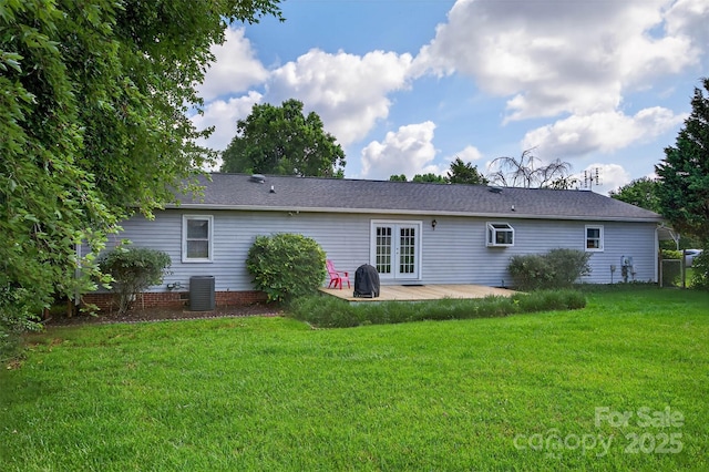 5445 Creekwood Dr, Salisbury, NC 28147 - back of house with french doors, a patio, a yard, and a wall mounted air conditioner