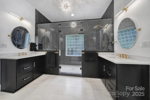 8016 Pemswood St, Charlotte, NC 28277 - full bath with a stall shower and two vanities
