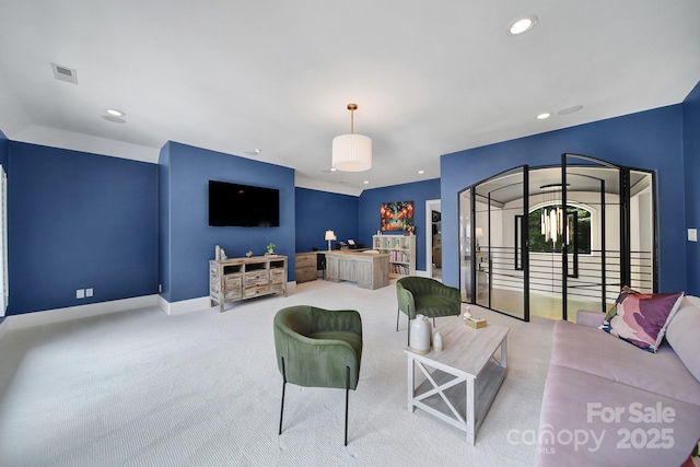 8016 Pemswood St, Charlotte, NC 28277 - living room with carpet floors and recessed lighting