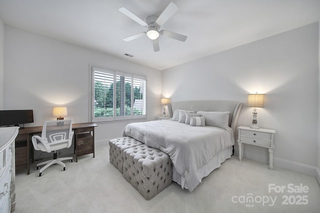8016 Pemswood St, Charlotte, NC 28277 - bedroom featuring light colored carpet, a ceiling fan, and a desk