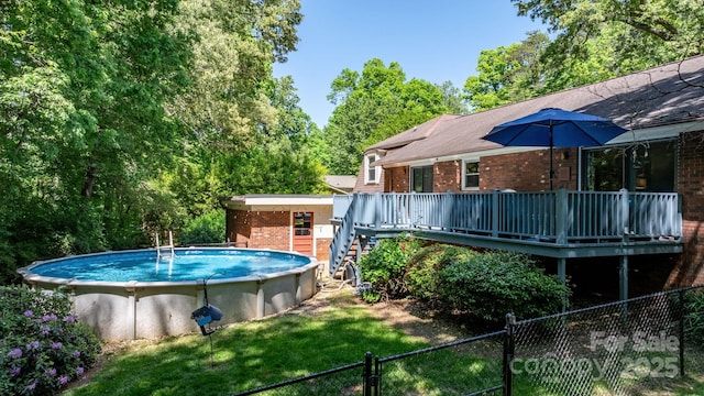 701 5th Ave NE, Conover, NC 28613 - swimming pool featuring a deck and stairway