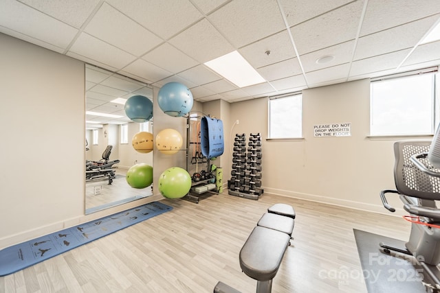 1315 E Blvd Unit 327, Charlotte, NC 28203 - exercise room featuring wood finished floors and a paneled ceiling