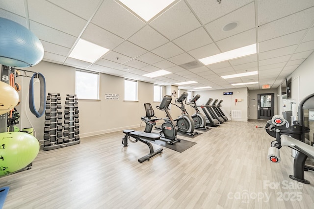 1315 E Blvd Unit 327, Charlotte, NC 28203 - exercise room with wood finished floors and a drop ceiling