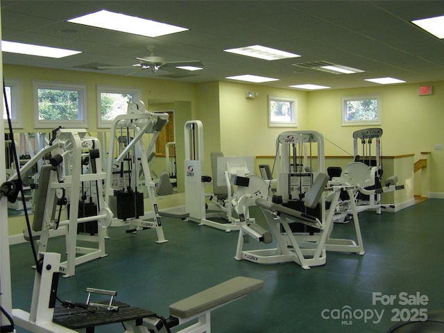 103 Golfside Dr, Flat Rock, NC 28731 - exercise room featuring a ceiling fan