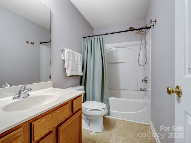 3414 Broadwick St, Charlotte, NC 28213 - full bath with vanity, shower / tub combo with curtain, and tile patterned flooring