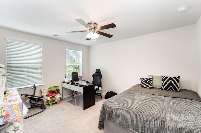 15636 Oleander Dr, Charlotte, NC 28278 - carpeted bedroom featuring a ceiling fan and an office area