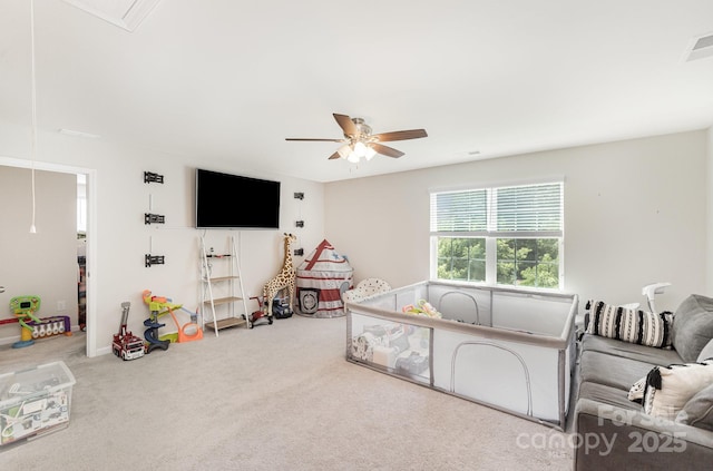 15636 Oleander Dr, Charlotte, NC 28278 - living area with carpet floors and a ceiling fan