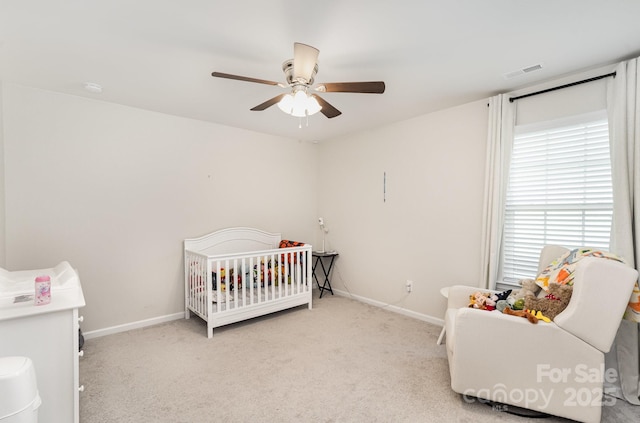 15636 Oleander Dr, Charlotte, NC 28278 - bedroom featuring carpet floors, a crib, and ceiling fan
