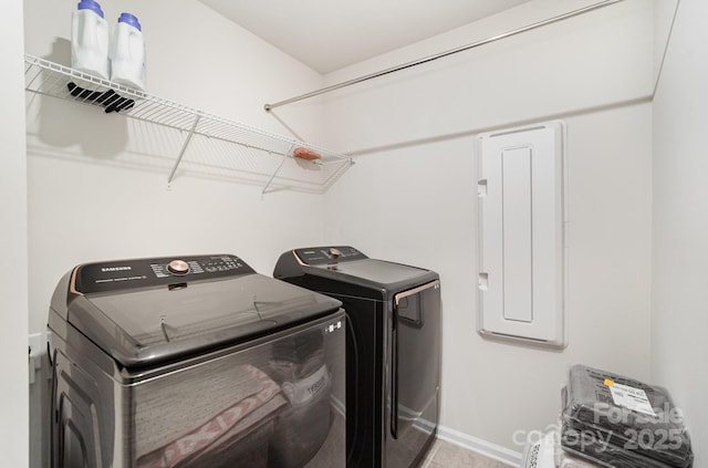15636 Oleander Dr, Charlotte, NC 28278 - washroom featuring washing machine and clothes dryer and electric panel